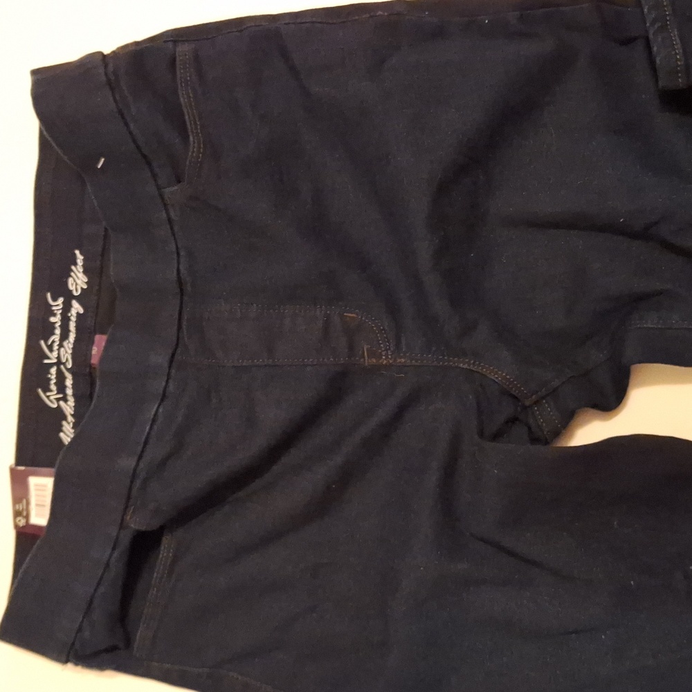 Gloria Vanderbilt Women's Zoey Pull On Straight Leg Pants Large Dark Wash